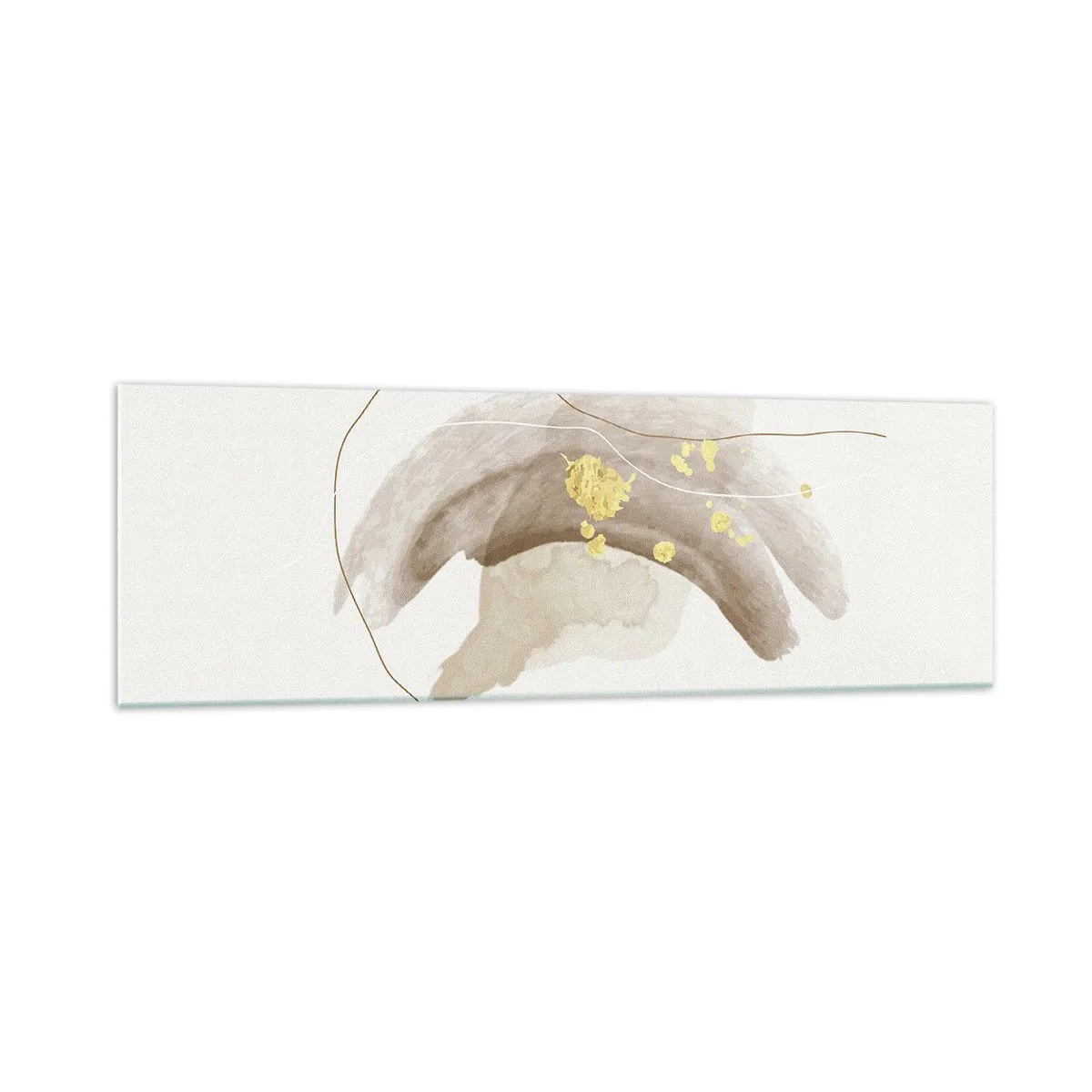 Impression sur verre - Image sur verre - Une composition abstraite dans les tons beige et or. - 160x50cm - rencontré dans l'espace - Décoration murale moderne pour le salon et la chambre ARTTOR