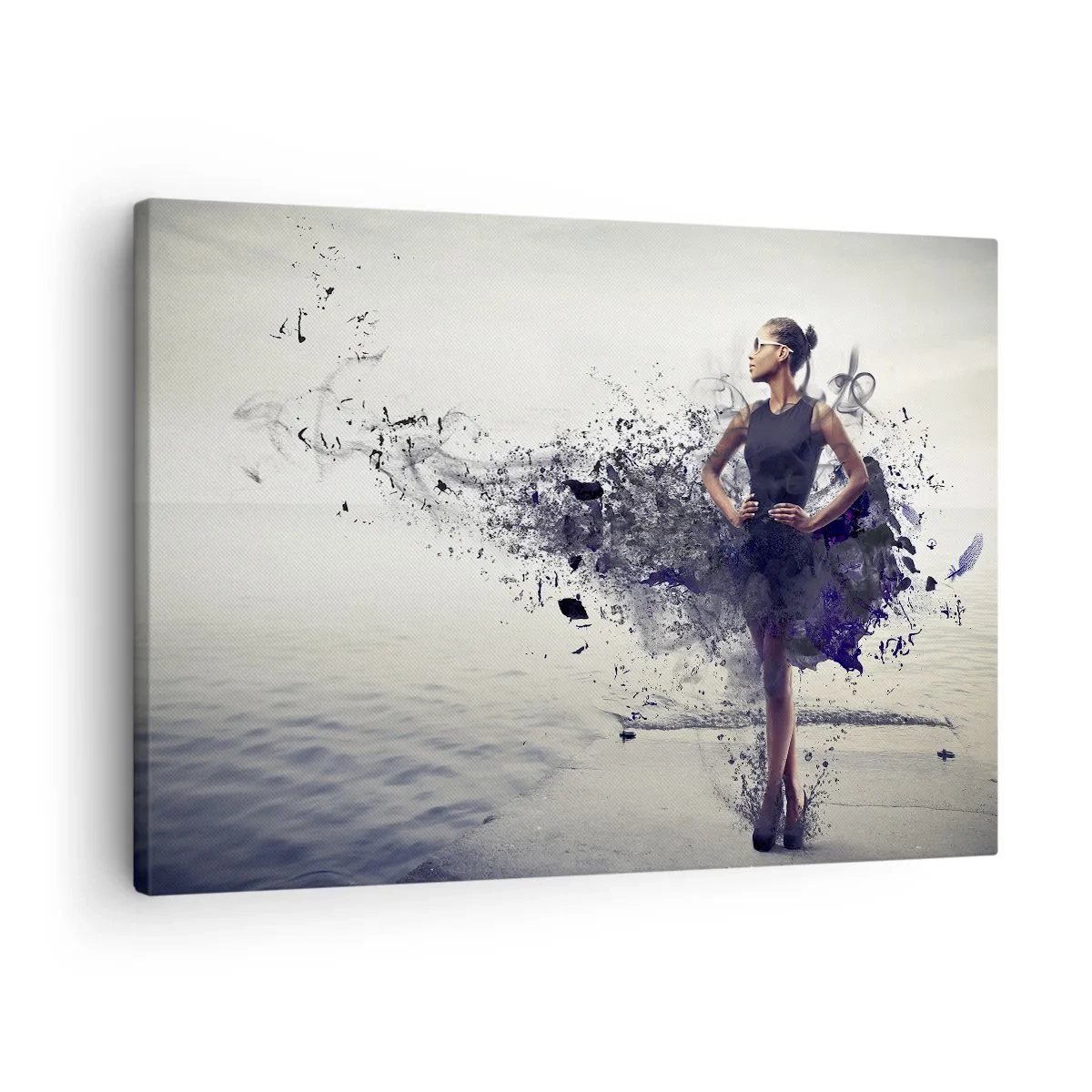 Impression sur toile - Image sur toile - Une femme dans une composition artistique sur fond d'eau - 70x50cm - Vénus africaine - Décoration murale moderne pour le salon et la chambre ARTTOR