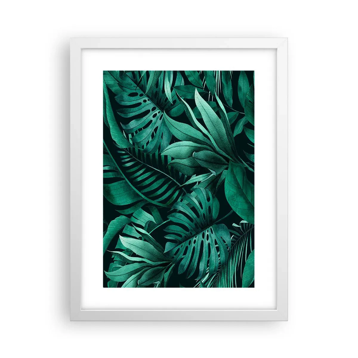 Affiche dans un cadre blanc - Poster - Profondeur du vert tropical - 30x40 cm
