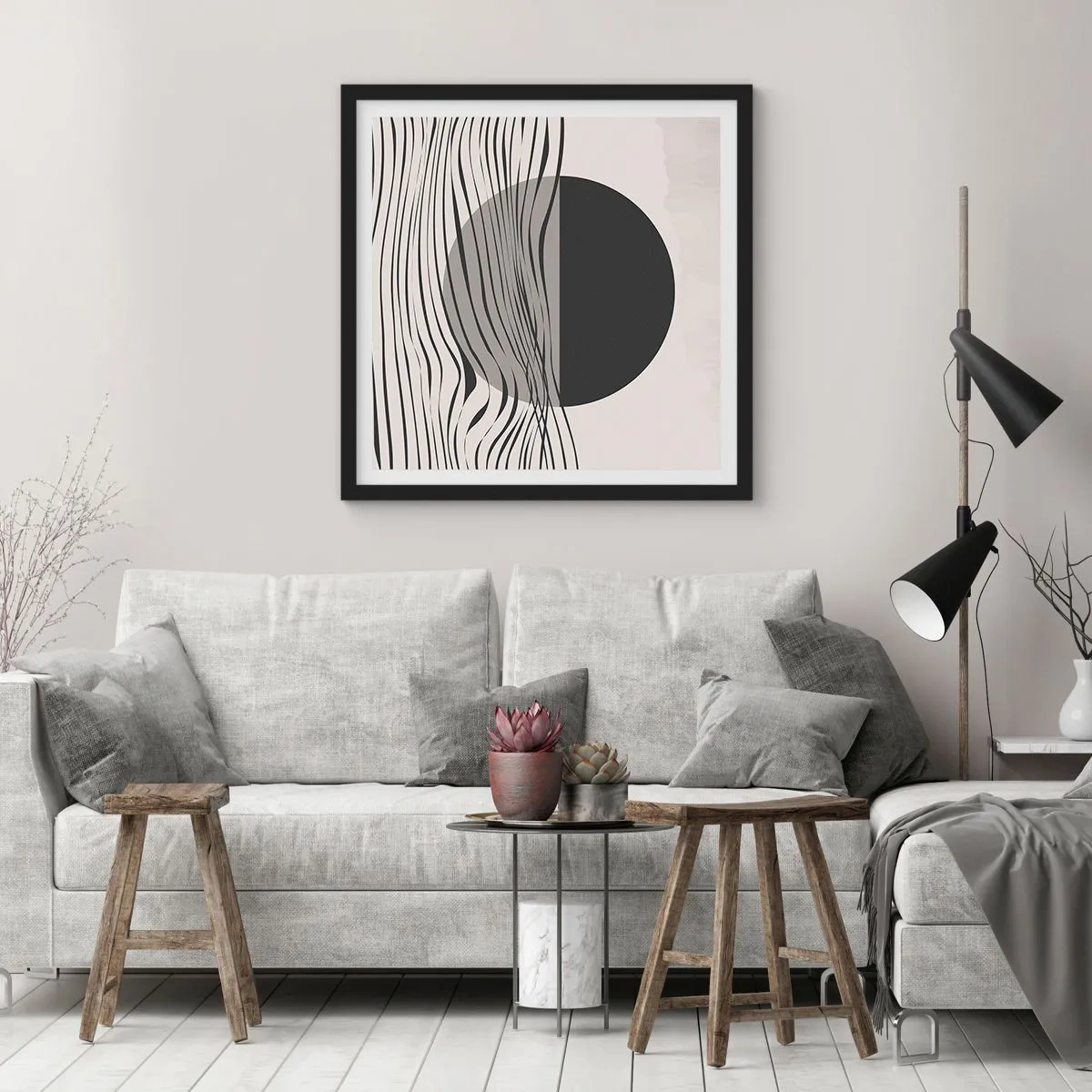 Affiche dans un cadre noir - Poster - Demi composition - 60x60 cm