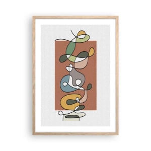 Affiche dans un chêne clair - Poster - Abstraction : danse colorée - 50x70 cm