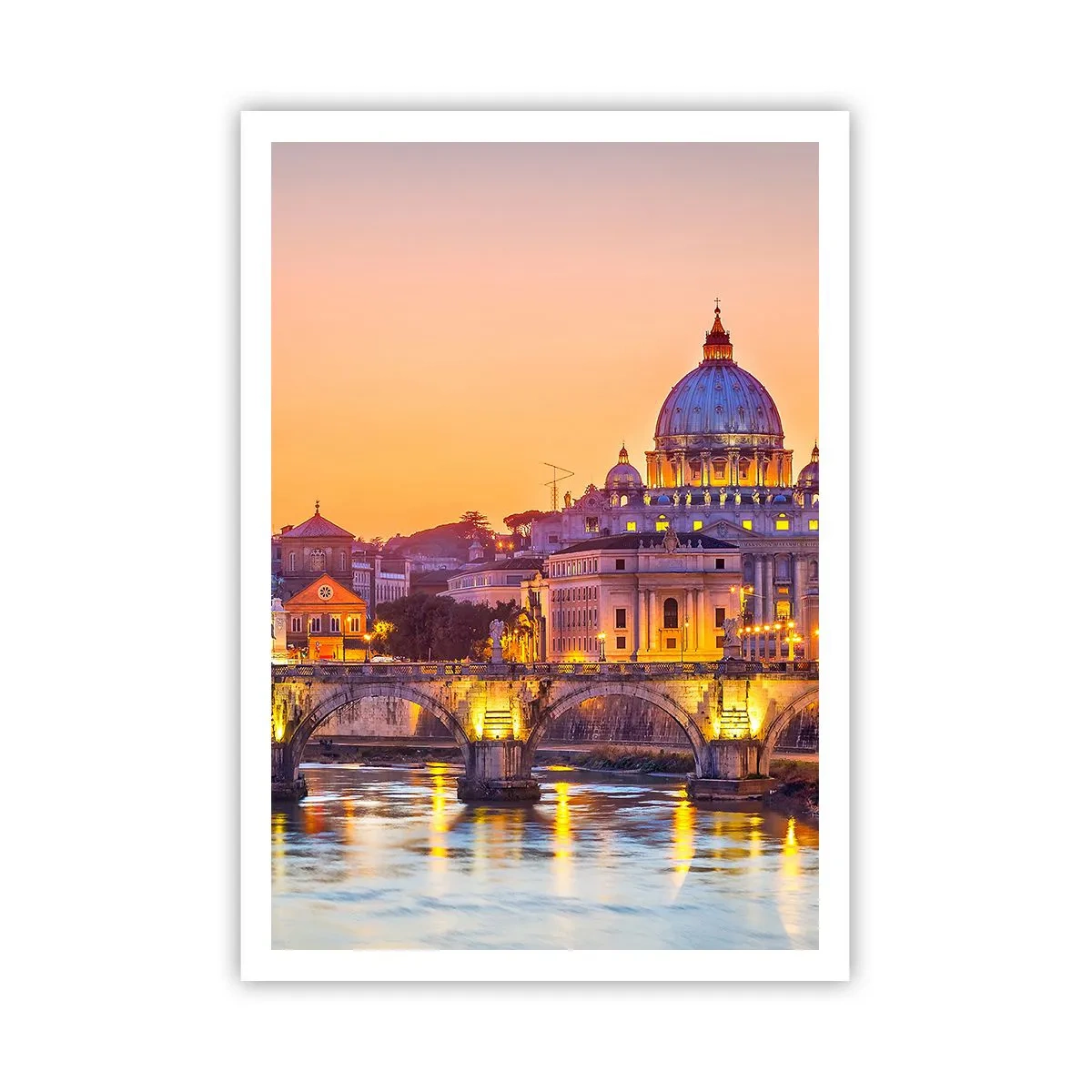 Affiche - Poster - Coucher de soleil sur la ville éternelle - 70x100 cm