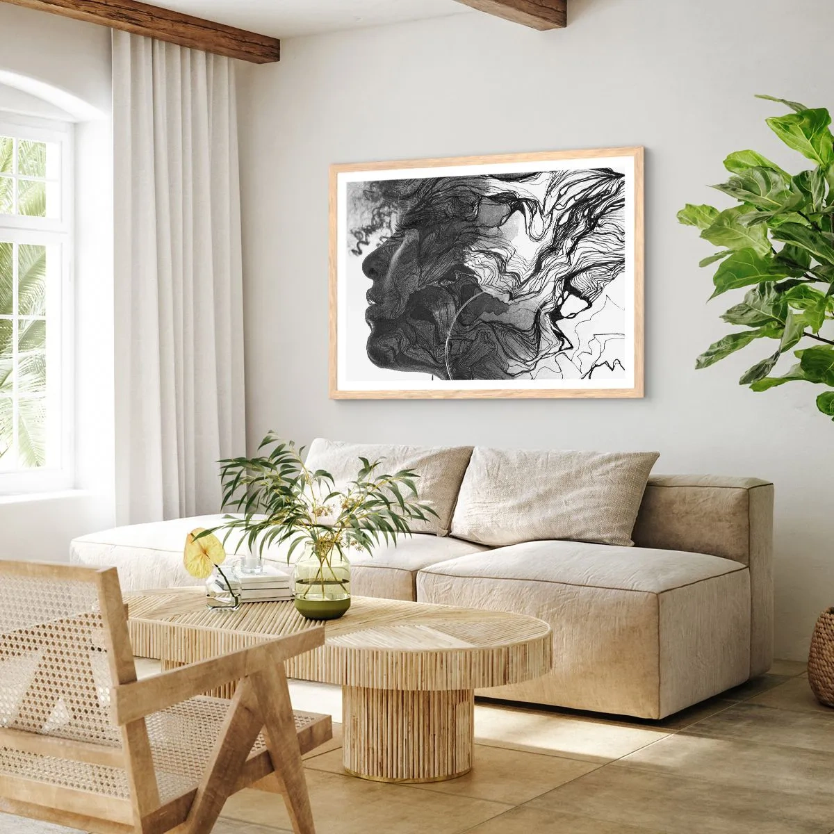 Affiche dans un chêne clair - Poster - Emmêlé dans les rêves - 40x30 cm