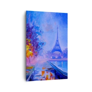 Impression sur toile - Image sur toile - Une avenue avec des lampadaires à Paris avec la Tour Eiffel en arrière-plan - 80x120cm - Une ballade idéale - Décoration murale moderne pour le salon et la chambre ARTTOR