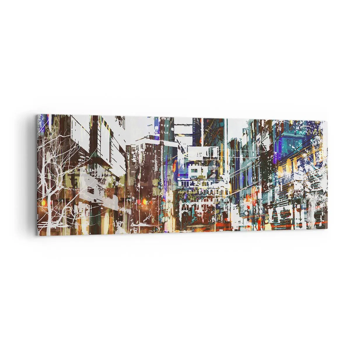 Impression sur toile - Image sur toile - Un paysage urbain moderne dans un style artistique - 140x50cm - Une ville chatoyante - Décoration murale moderne pour le salon et la chambre ARTTOR