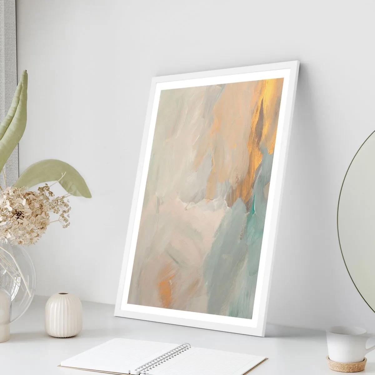 Affiche dans un cadre blanc - Poster - Abstraction – le pays de la douceur - 50x70 cm