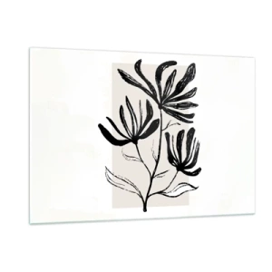 Impression sur verre - Image sur verre - Croquis noir d'une plante sur fond clair - 120x80cm - Esquisse pour l'herbier - Décoration murale moderne pour le salon et la chambre ARTTOR