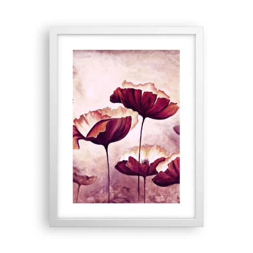 Affiche dans un cadre blanc - Poster - Pétale rouge et blanc - 30x40 cm