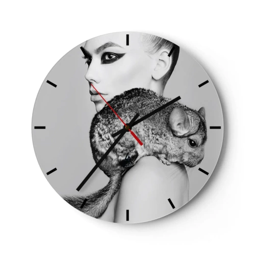 Horloge murale - Pendule murale - Dame au chinchilla - 40x40 cm