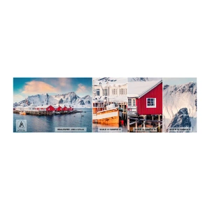 Échantillon de Papier Peint Autocollant Deluxe Sticker - Retraite dans le nord - Paysage, Norvège, Îles Lofoten - 100x30 cm