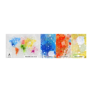 Échantillon de Papier Peint Autocollant Deluxe Sticker - Toutes les couleurs du monde - Carte du monde, Continents, Voyages - 100x30 cm
