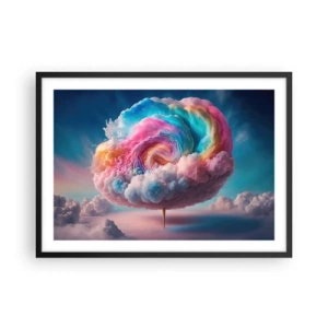 Affiche dans un cadre noir - Poster - Un nuage en forme de spirale aux couleurs pastel dans le ciel - 70x50cm - Le rêve d'un parc d'attractions - Décoration murale moderne pour le salon et la chambre ARTTOR