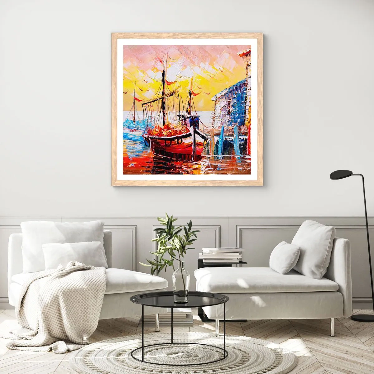 Affiche dans un chêne clair - Poster - Bon retour - 40x40 cm