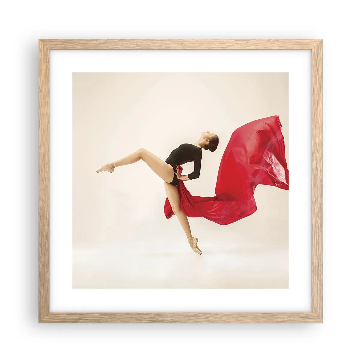 Affiche dans un chêne clair - Poster - Rouge et noir - 40x40 cm