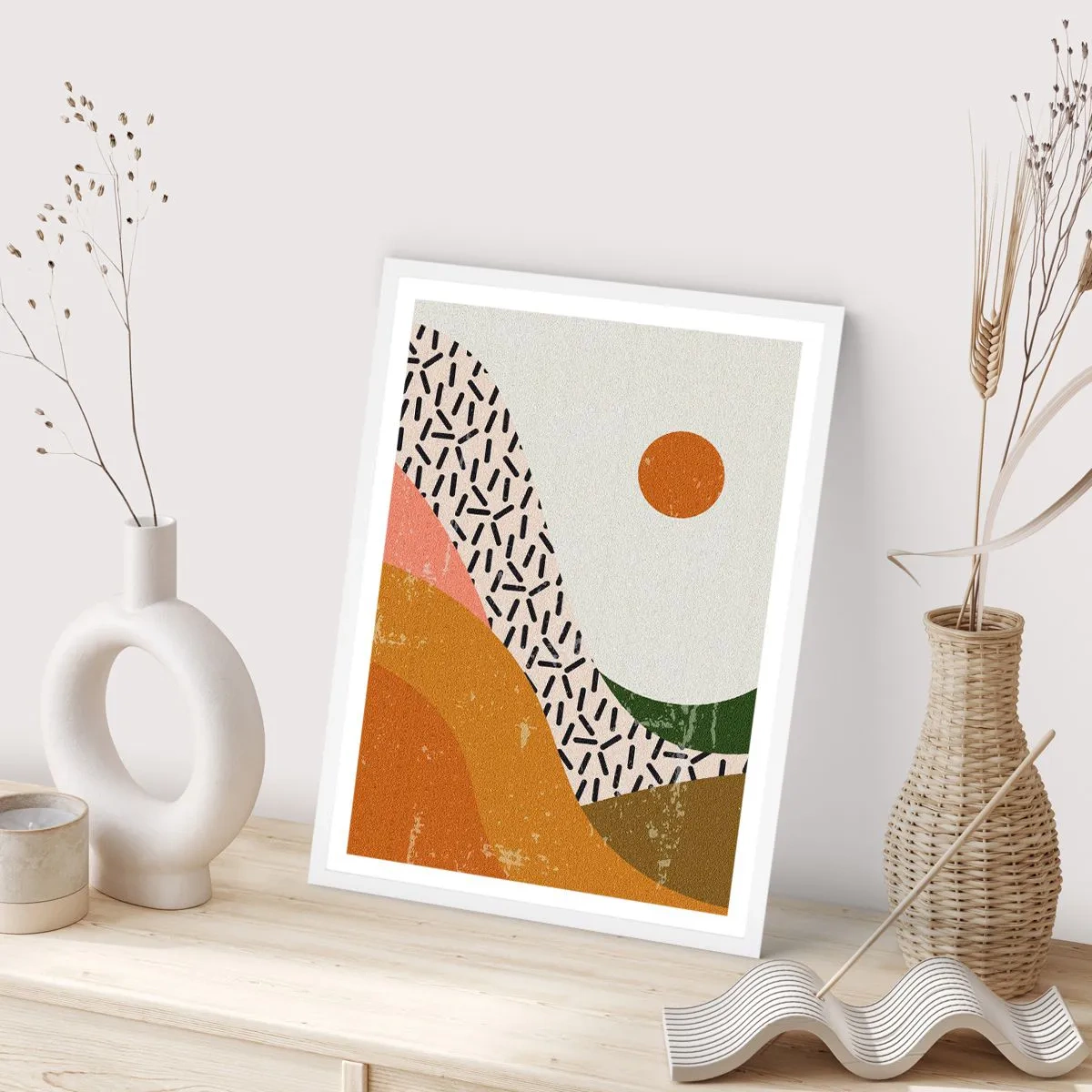Affiche dans un cadre blanc - Poster - Abstraction solaire - 30x40 cm