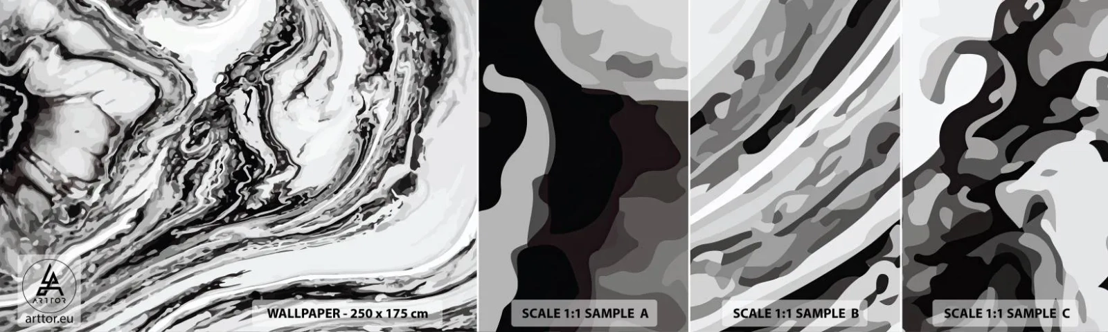 Échantillon de Papier Peint Autocollant Deluxe Sticker - Au début, c'était le chaos - Abstraction, Morceau, Modèle moderne - 100x30 cm