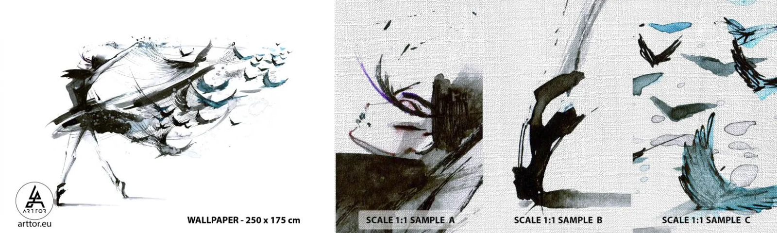 Échantillon de Papier Peint Premium Canvas - La magie de la musique vous libère des envoûtements - Abstraction, Femme, Danse - 100x30 cm