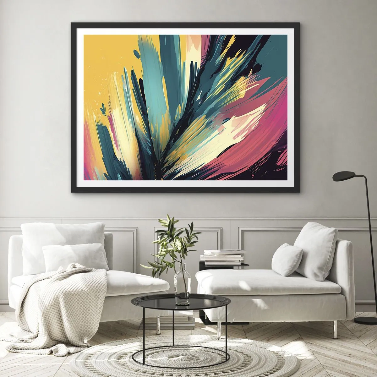 Affiche dans un cadre noir - Poster - Composition – une explosion de joie - 91x61 cm