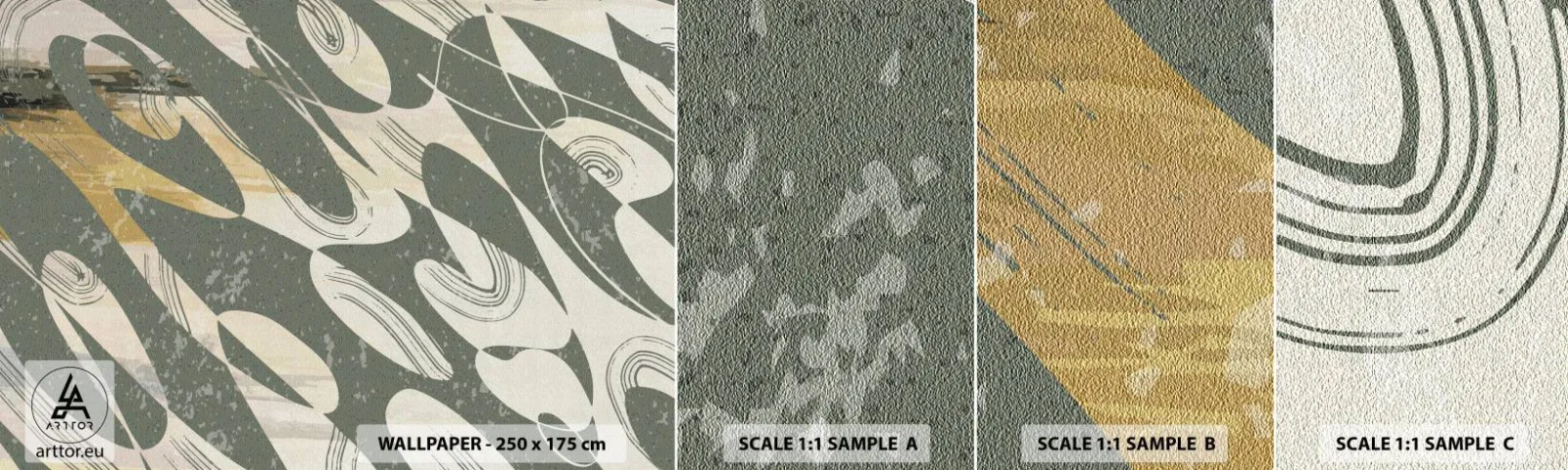 Échantillon de Papier Peint Autocollant Deluxe Sticker - Abstraction rythmique - Abstraction, Moderne, Vieilli - 100x30 cm