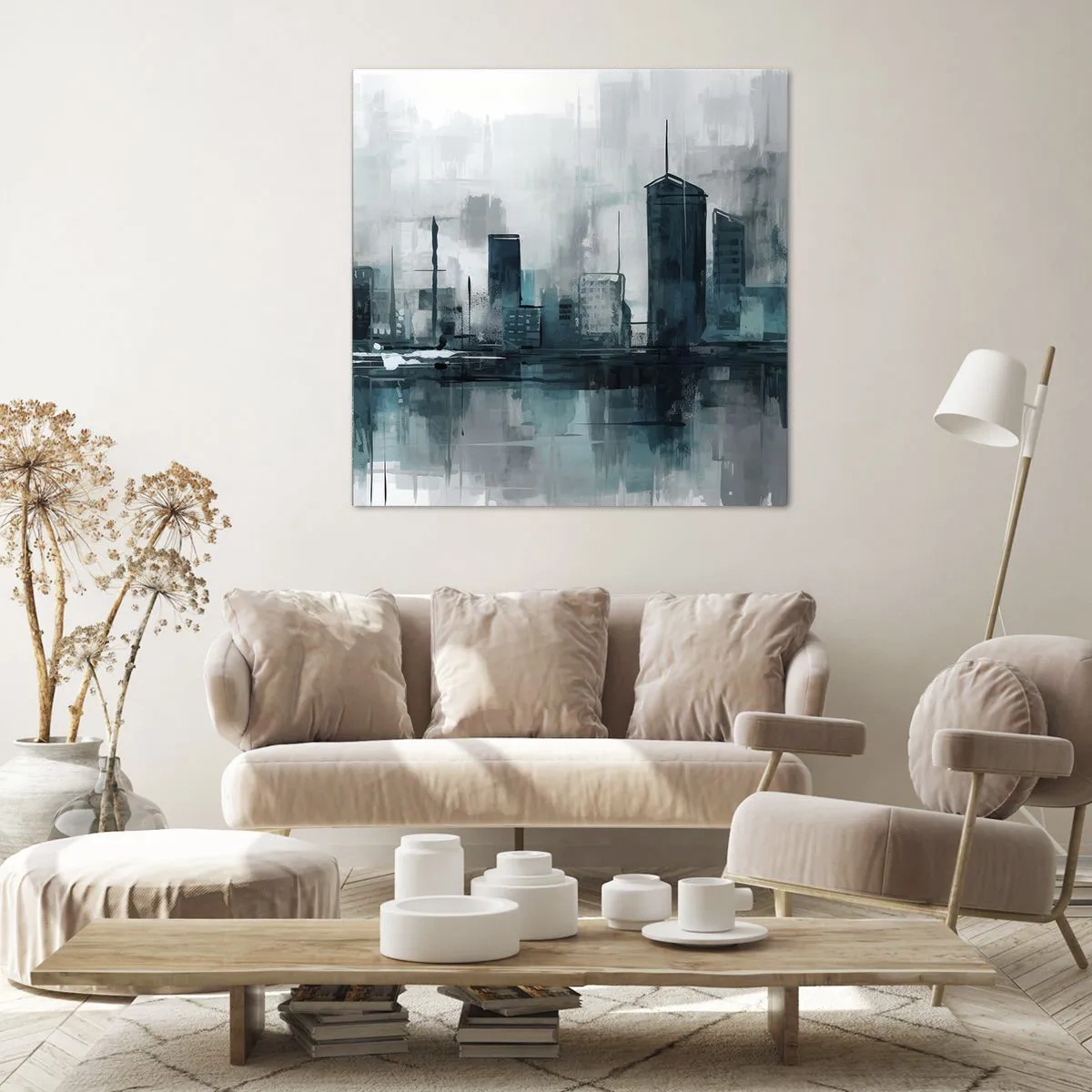 Impression sur toile - Image sur toile - Une ville couleur de pluie - 30x30 cm