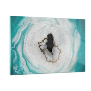 Impression sur verre - Image sur verre - Une forme abstraite ressemblant à une coupe transversale d'un minéral - 120x80cm - Pénétrer à l'intérieur - Décoration murale moderne pour le salon et la chambre ARTTOR