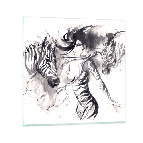 Impression sur verre - Image sur verre - Danse avec les zèbres - 40x40 cm