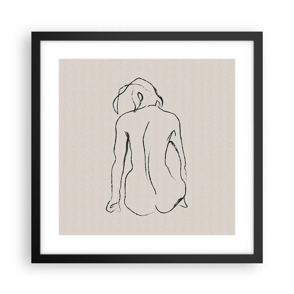 Affiche dans un cadre noir - Poster - Femme nue - 40x40 cm