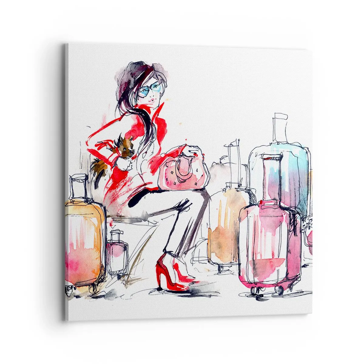 Impression sur toile - Image sur toile - Asseyons-nous avant le voyage - 70x70 cm