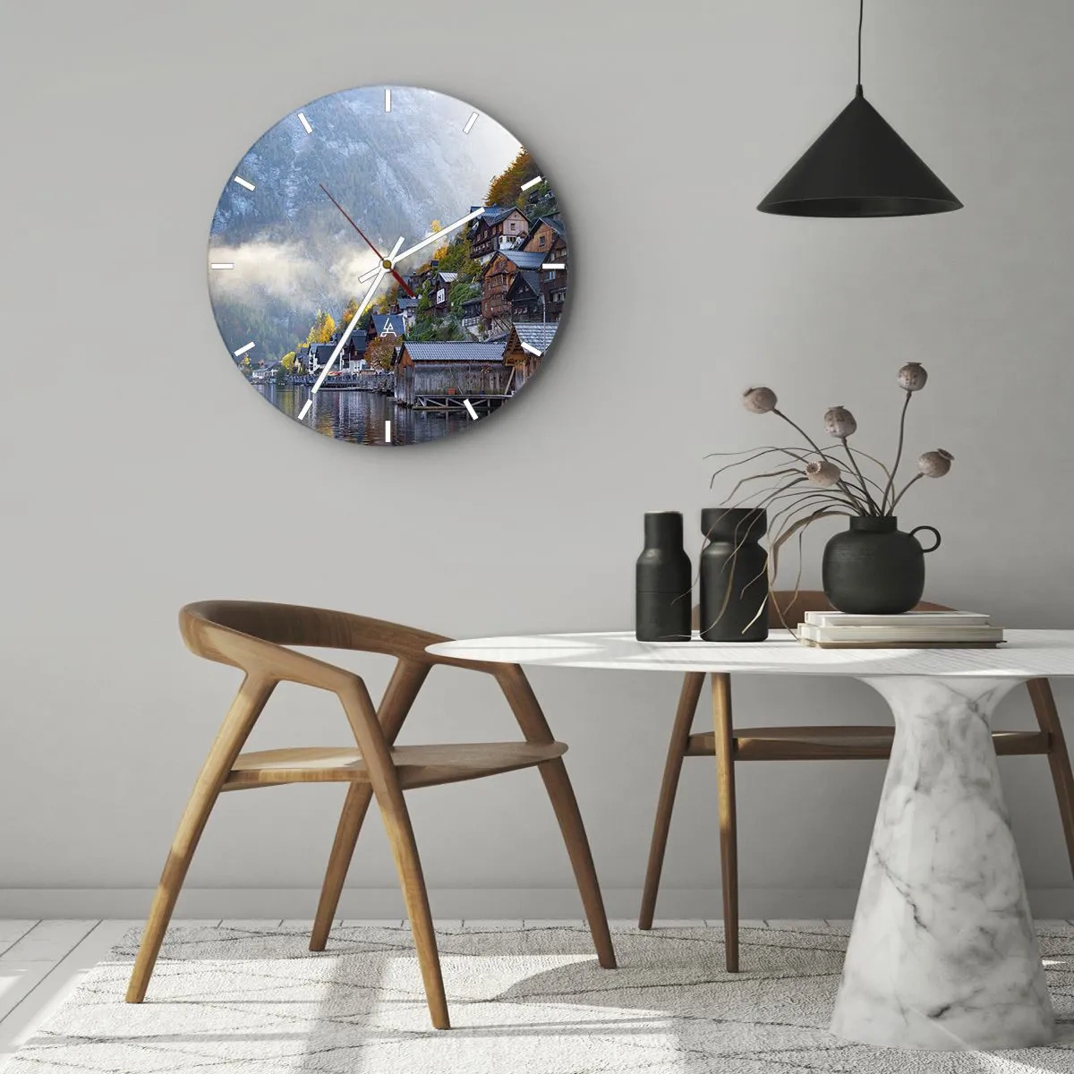 Horloge murale - Pendule murale - Ambiance alpine - 40x40 cm