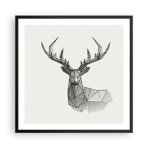 Affiche dans un cadre noir - Poster - Cerf dans un style cubique - 60x60 cm