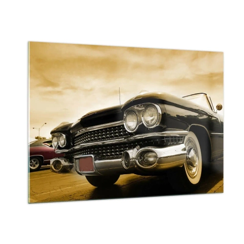 Impression sur verre - Image sur verre - L'avant d'une voiture classique dans un style rétro élégant - 100x70cm - Les classiques ne passent jamais - Décoration murale moderne pour le salon et la chambre ARTTOR