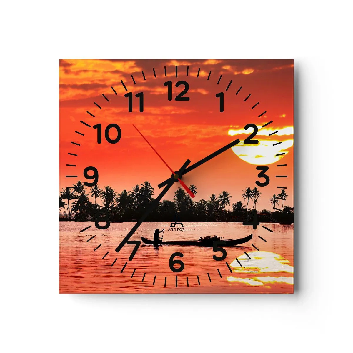 Horloge murale - Pendule murale - La tranquillité des tropiques au coucher du soleil - 40x40 cm