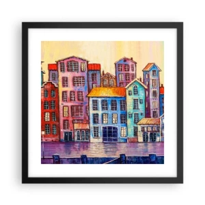 Affiche dans un cadre noir - Poster - Une ville comme dans un conte de fées - 40x40 cm