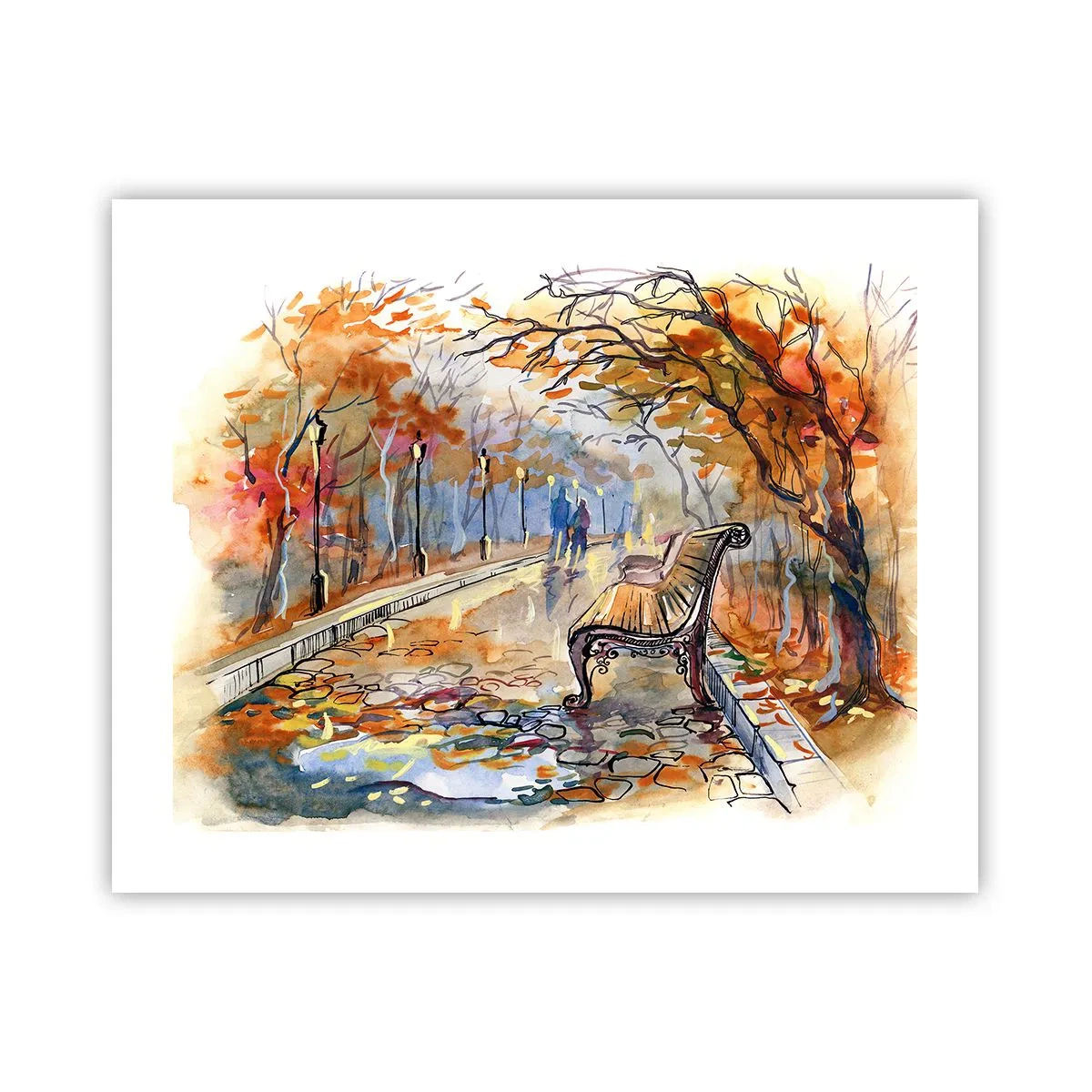 Affiche - Poster - Errer ensemble à l'automne - 50x40 cm
