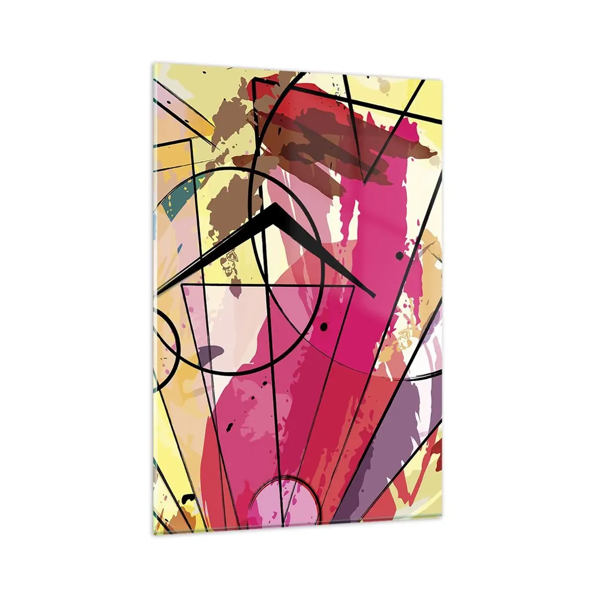 Impression sur verre - Image sur verre - Abstraction avec des lignes et des formes géométriques - 80x120cm - Explosion - Décoration murale moderne pour le salon et la chambre ARTTOR