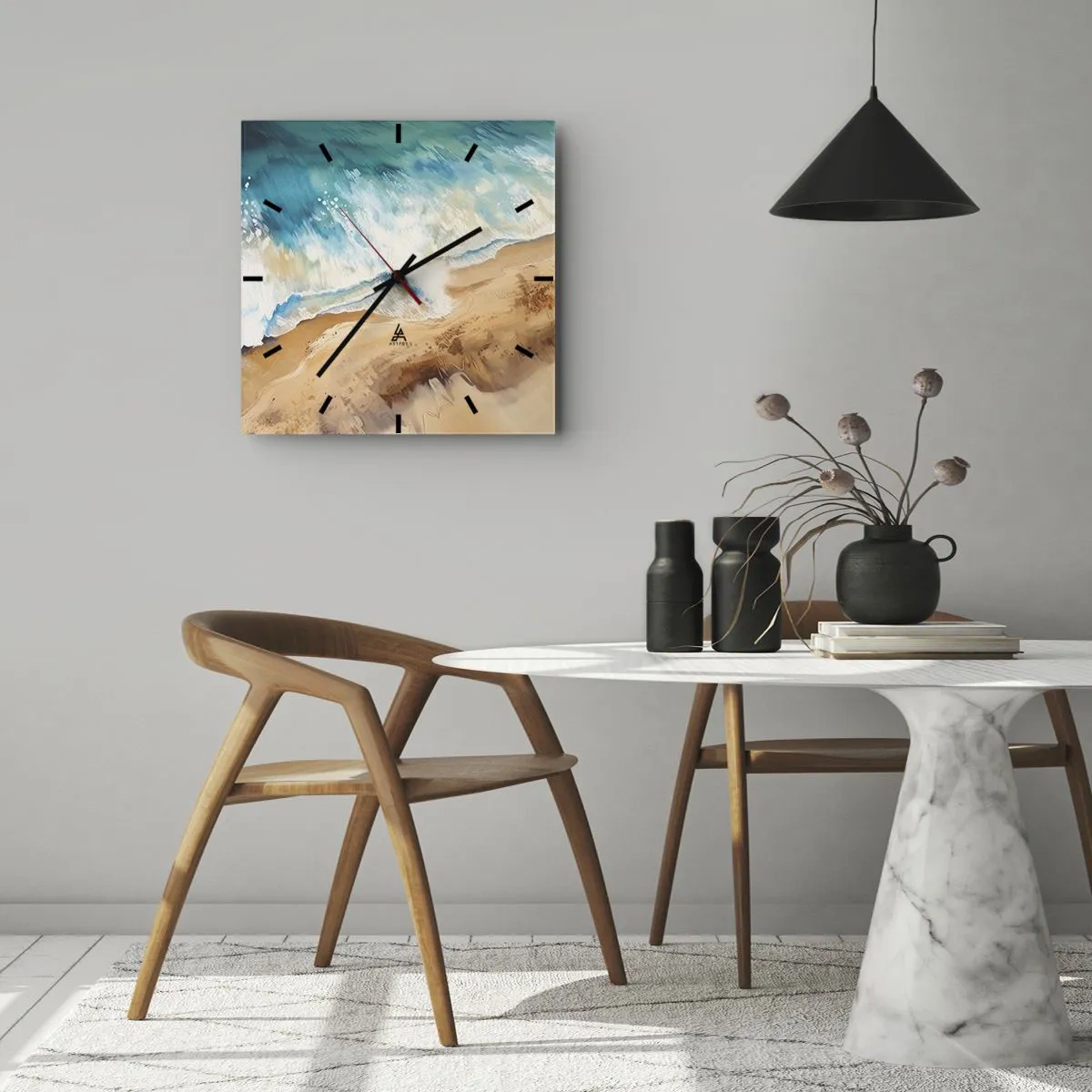 Horloge murale - Pendule murale - La vague qui revient - 30x30 cm