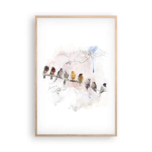 Affiche dans un chêne clair - Poster - Rencontre ailée - 61x91 cm