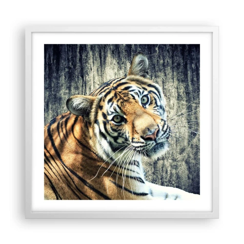 Affiche dans un cadre blanc - Poster - Portrait dans les flots de lumière - 50x50 cm