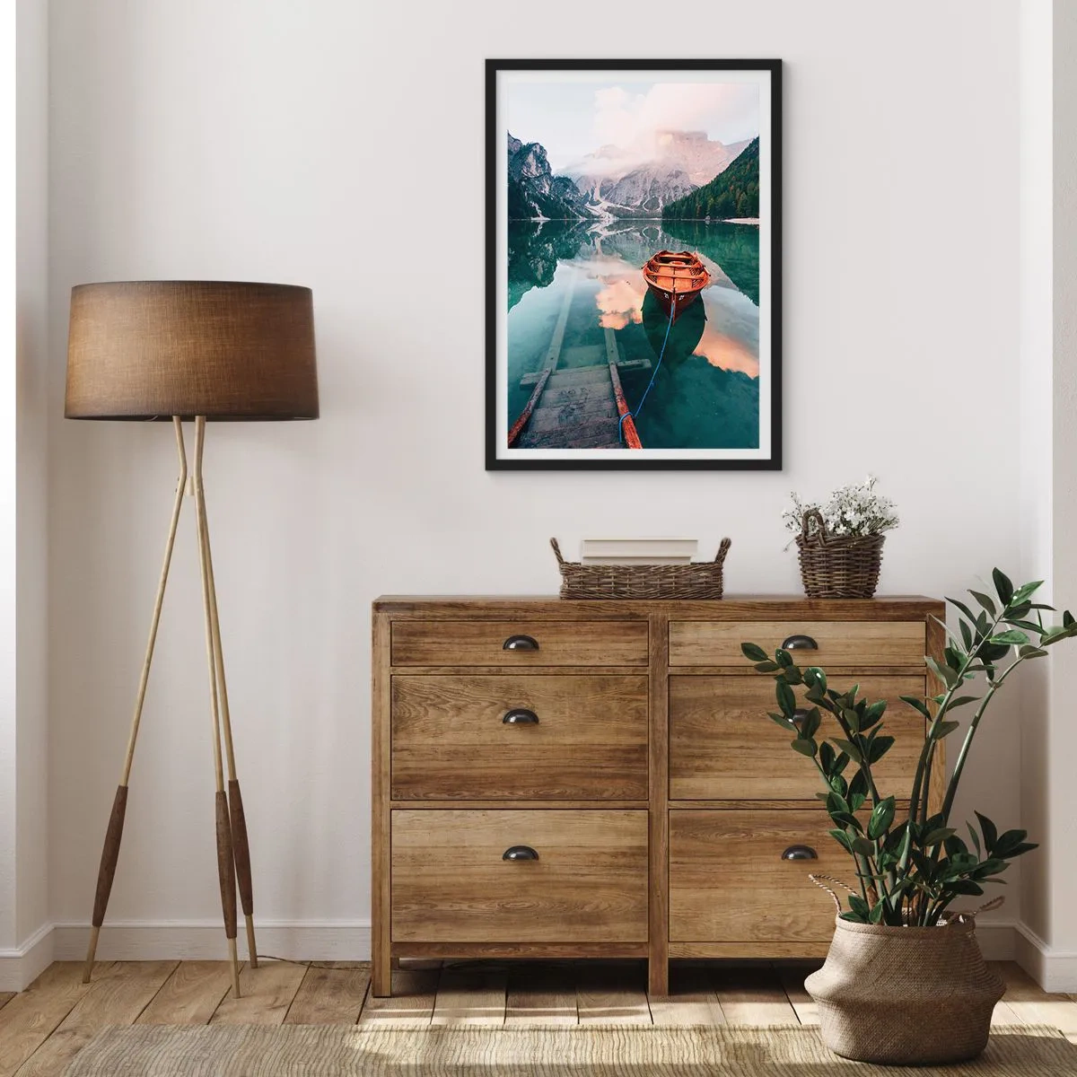 Affiche dans un cadre noir - Poster - Le rêve calme de la montagne - 40x50 cm