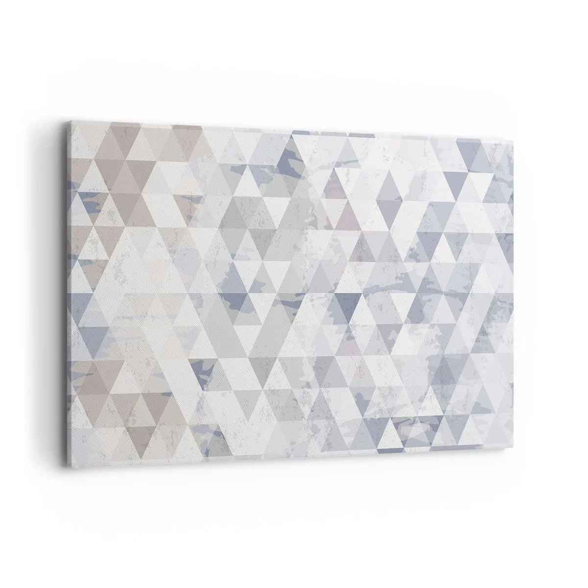 Impression sur toile - Image sur toile - Motif géométrique triangulaire dans des tons pastel - 120x80cm - En rythme de trois - Décoration murale moderne pour le salon et la chambre ARTTOR