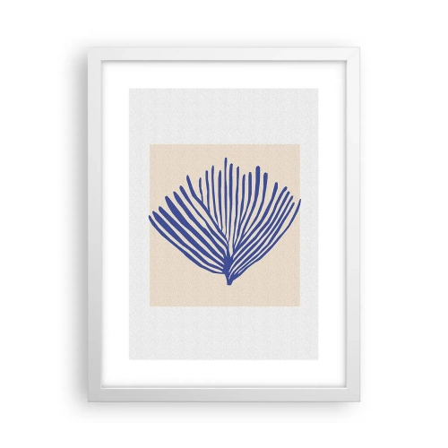 Affiche dans un cadre blanc - Poster - Éventail bleu - 30x40 cm