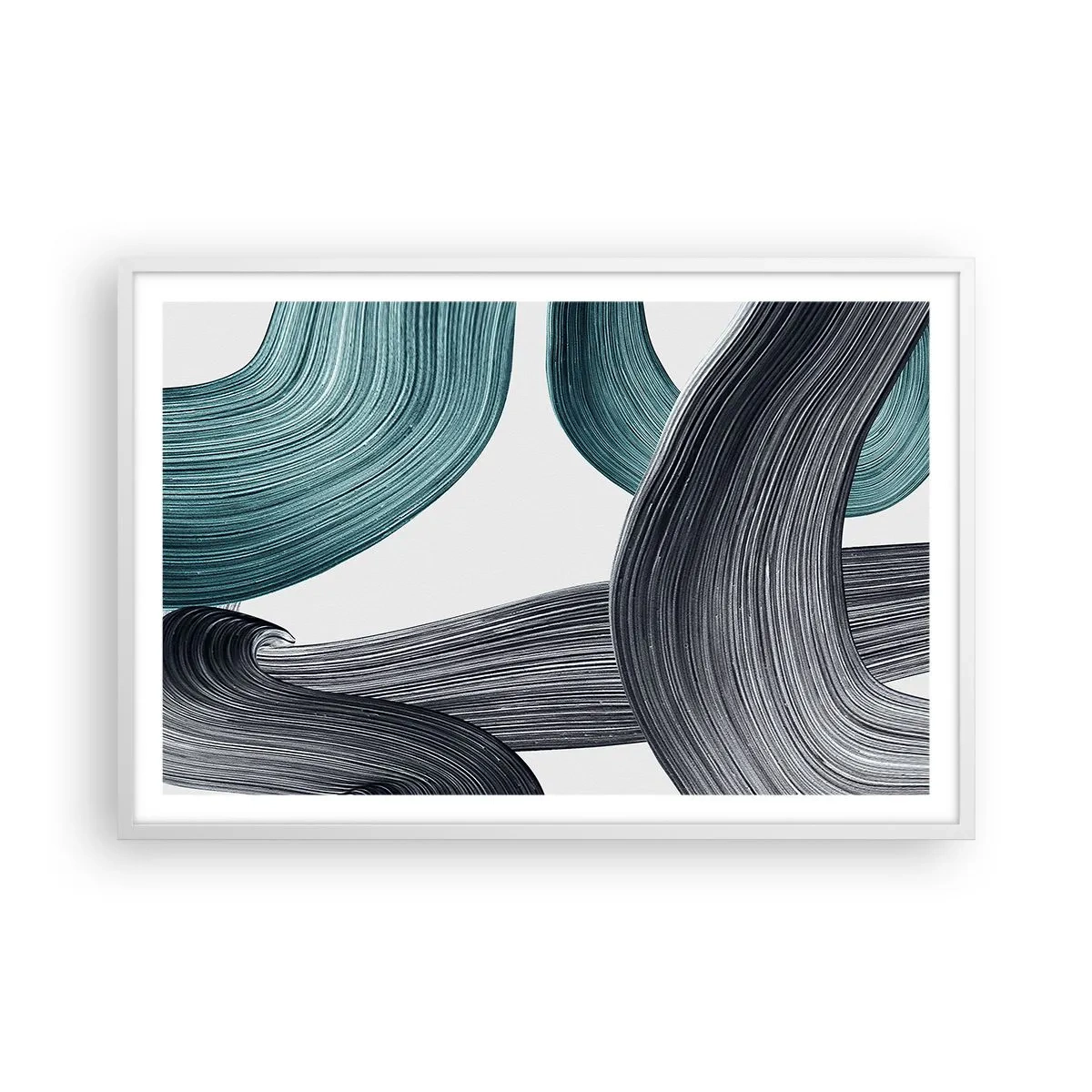 Affiche dans un cadre blanc - Poster - Sentiers émeraude et noirs - 91x61 cm