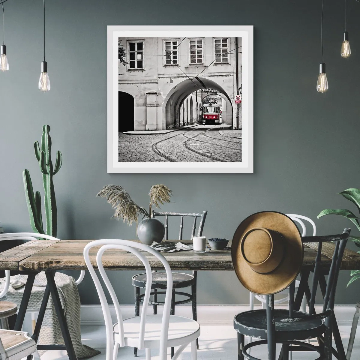 Affiche dans un cadre blanc - Poster - Dans le labyrinthe de la ville - 60x60 cm