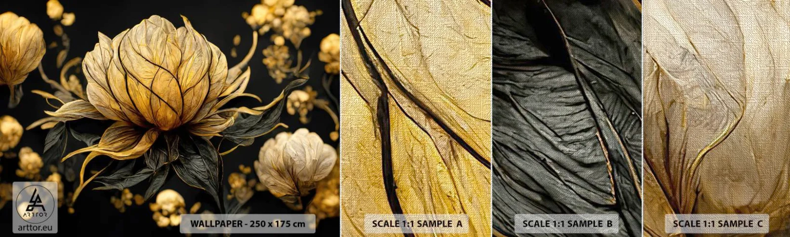 Échantillon de Papier Peint Premium Canvas - Fragilité subtile - Fleur, Art Déco, Charme - 100x30 cm