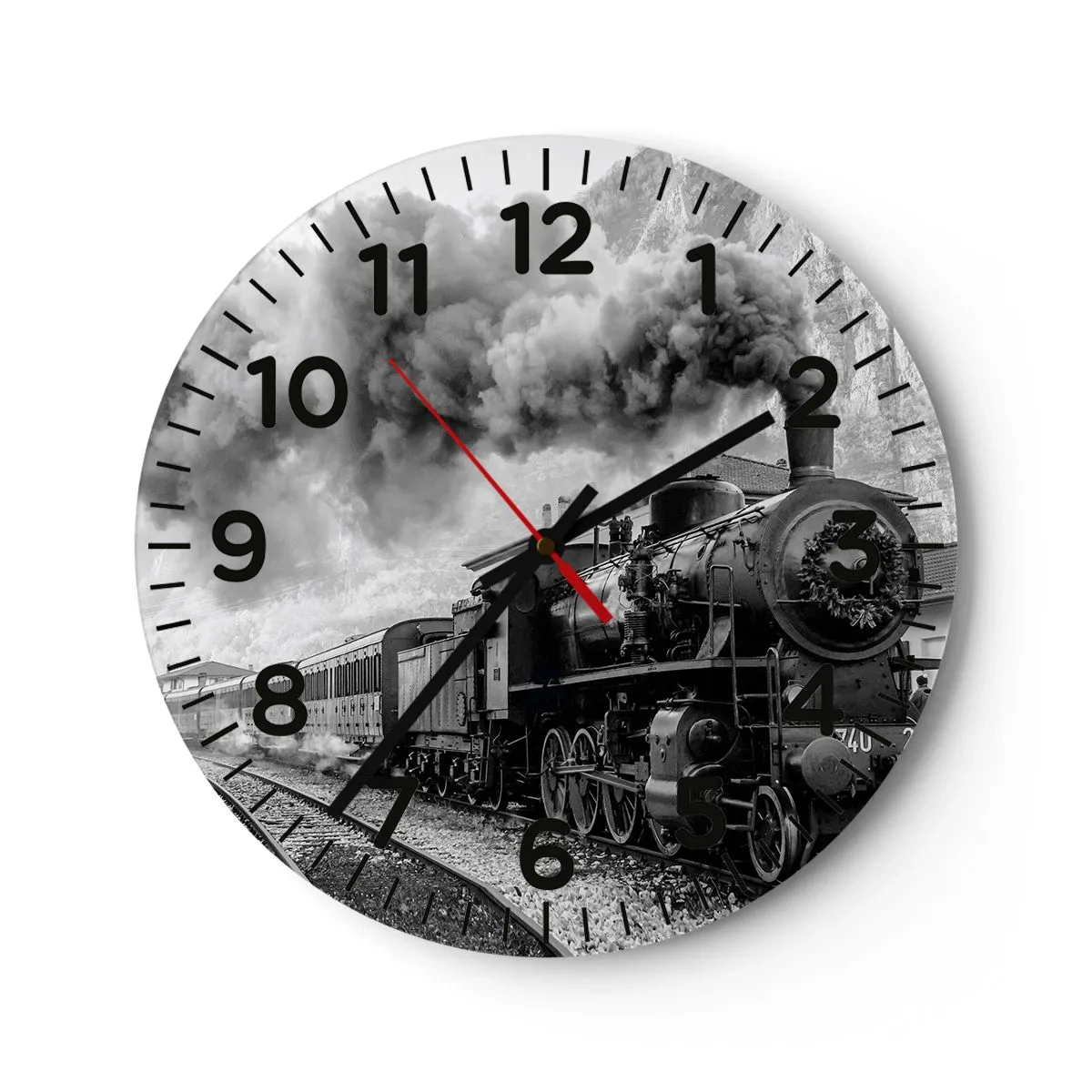 Horloge murale - Pendule murale - Attend à la gare... - 40x40 cm