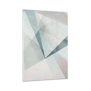 Impression sur verre - Image sur verre - Formes géométriques dans des tons pastel de vert et de bleu - 50x70cm - Calme bien que dynamique - Décoration murale moderne pour le salon et la chambre ARTTOR