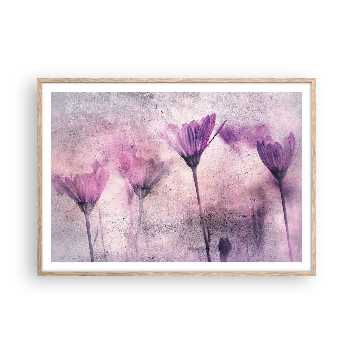 Affiche dans un chêne clair - Poster - Rêve de fleurs - 100x70 cm