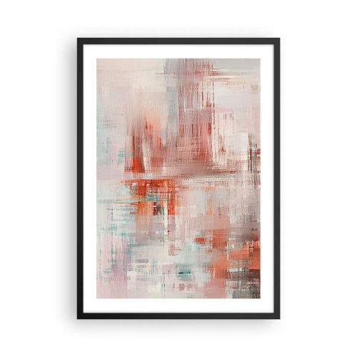 Affiche dans un cadre noir - Poster - Composition abstraite dans les tons de rouge et de bleu - 50x70cm - Brumeux. Mais rose - Décoration murale moderne pour le salon et la chambre ARTTOR