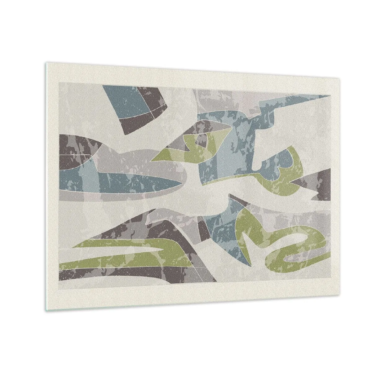Impression sur verre - Image sur verre - Composition géométrique en vert et gris - 70x50cm - Composition derrière la vitre - Décoration murale moderne pour le salon et la chambre ARTTOR