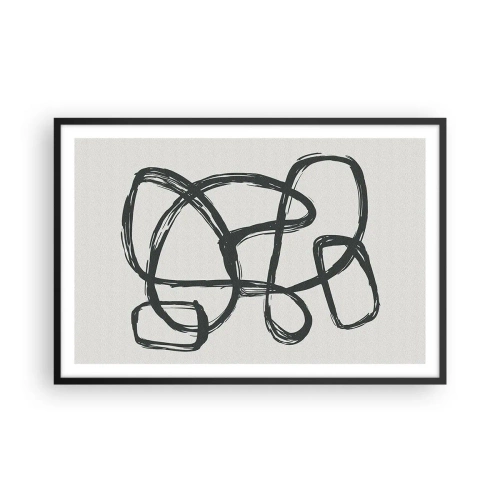Affiche dans un cadre noir - Poster - Abstraction en boucle - 91x61 cm
